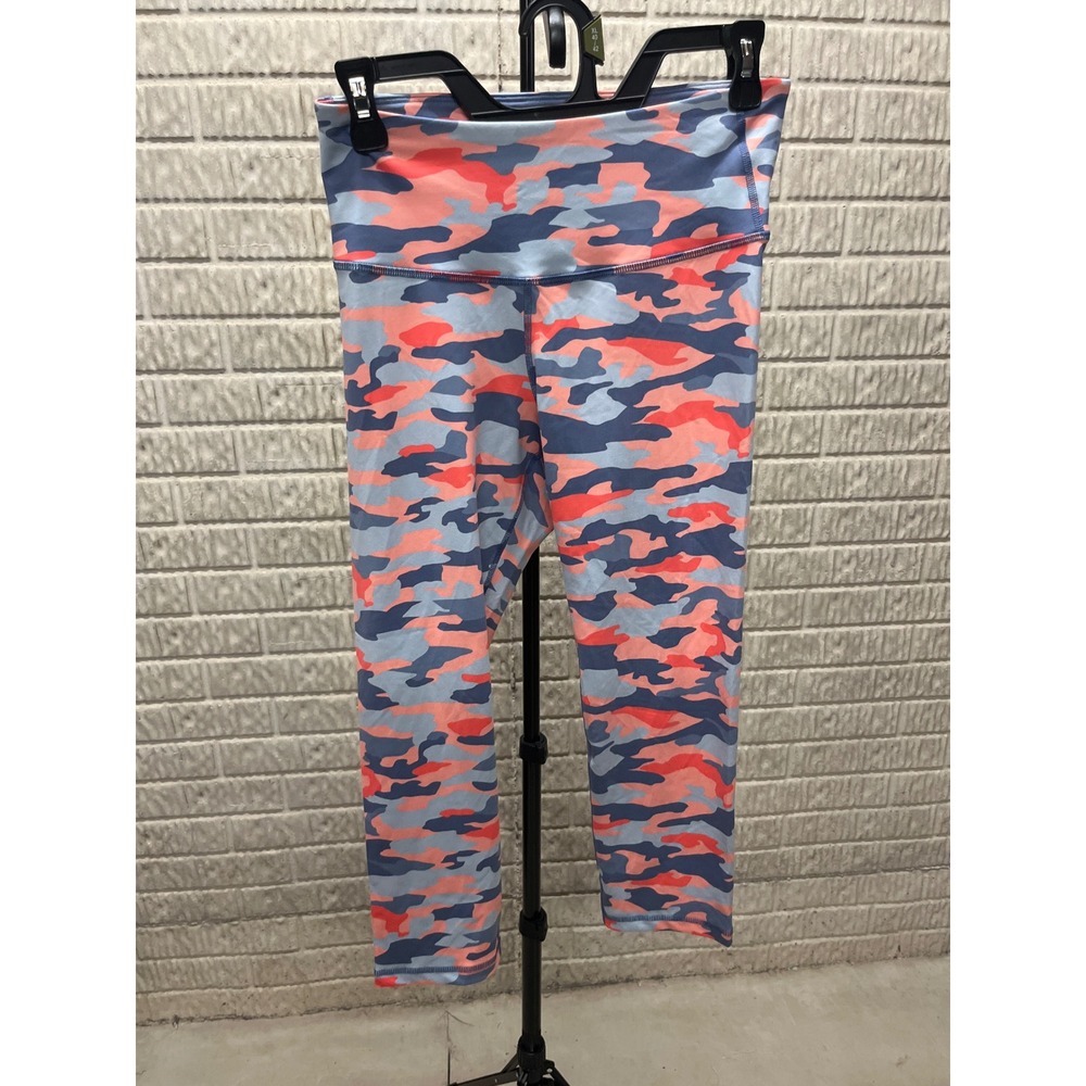 Old Navy Active Elevate Go-Dry Camo Leggings Blue Coral Cropped Athletic Size M